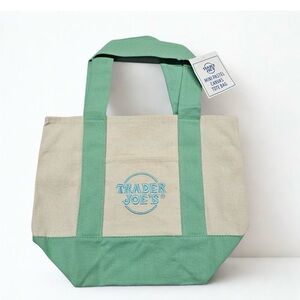 Trader Joe's Mini Pastel Canvas Tote - turquoise